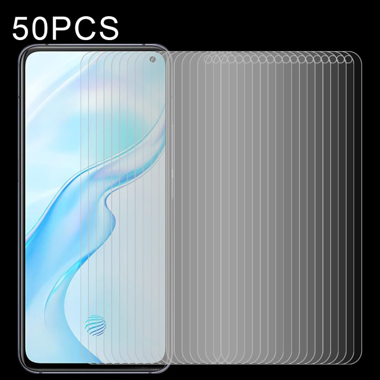 50 PCS 0.26mm 9H Surface Hardness 2.5D Explosion-proof Tempered Glass Non-full Screen Film For Samsumg Galaxy F55 / M55 / M54 / A71 / F54 — For Vivo IQOO 3 (50 PCS)