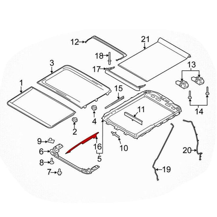 F-150 2015-2020 / F-250 2017-2019 Car Sunroof Track Assembly Repair Kit