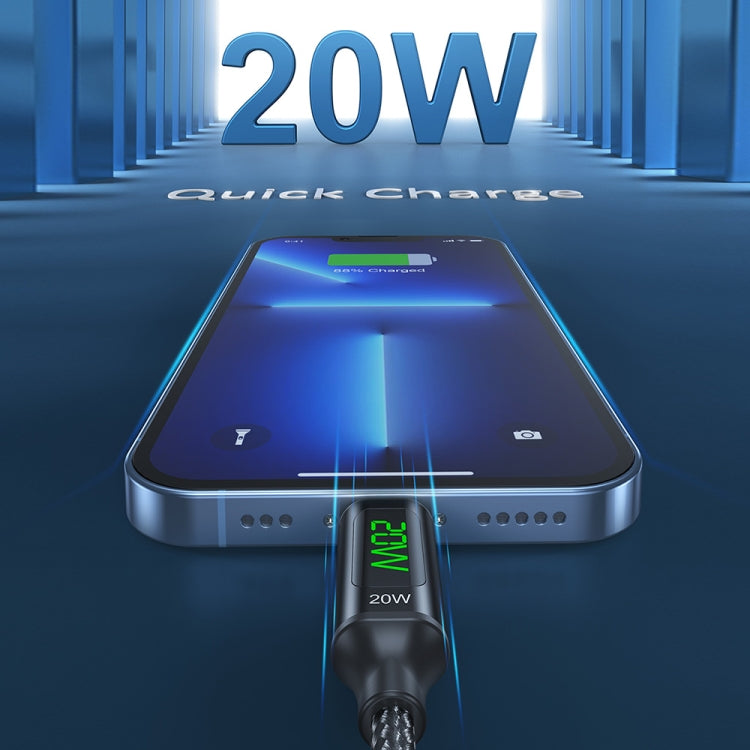 awei CL-123L 1m USB-C / Type-C to 8Pin Digital Display Data Fast Charging Cable — view 3