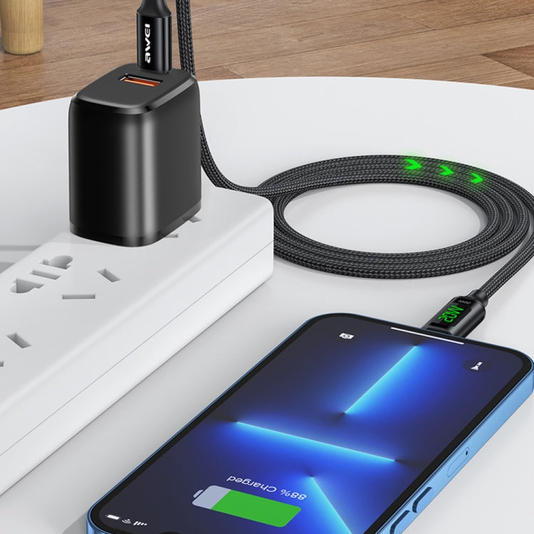 awei CL-123L 1m USB-C / Type-C to 8Pin Digital Display Data Fast Charging Cable — view 4