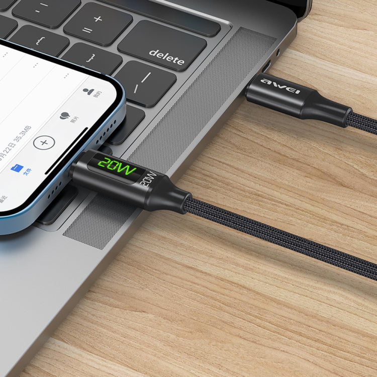 awei CL-123L 1m USB-C / Type-C to 8Pin Digital Display Data Fast Charging Cable — view 5