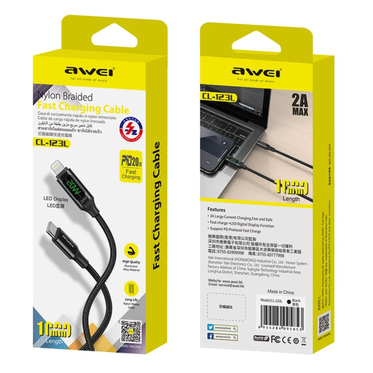 awei CL-123L 1m USB-C / Type-C to 8Pin Digital Display Data Fast Charging Cable — view 6