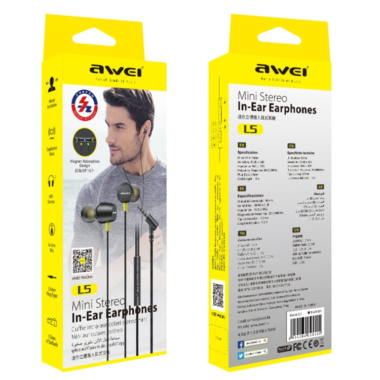 awei L5 1.2m Mini Stereo In-ear Earphones