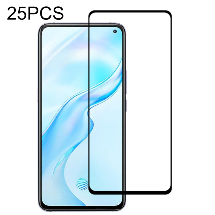 25 PCS 9H Surface Hardness 2.5D Full Glue Full Screen Tempered Glass Film — For Vivo IQOO 3