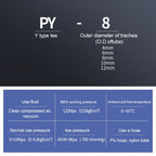 PY-14 LAIZE 2pcs Plastic Y-type Tee Reducing Pneumatic Quick Fitting Connector — PY-10 (10pcs)