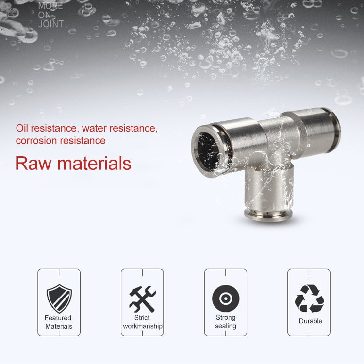 LAIZE Nickel Plated Copper Tee Pneumatic Quick Fitting Connector