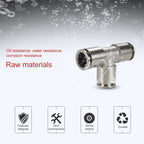 LAIZE Nickel Plated Copper Tee Pneumatic Quick Fitting Connector