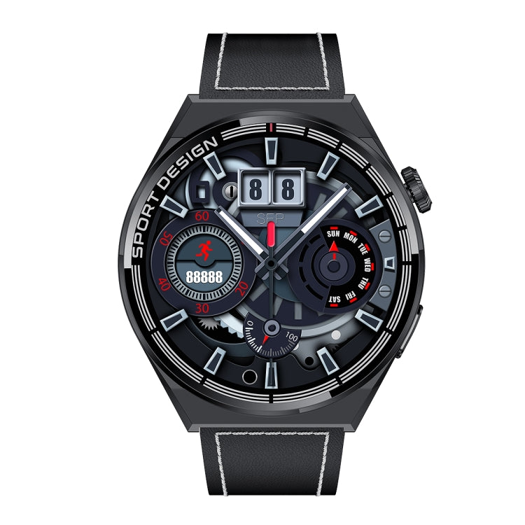 MD3MAX 1.39 inch Round Screen Leather Strap Smart Watch Supports Heart Rate Monitoring/Blood Oxygen Monitoring