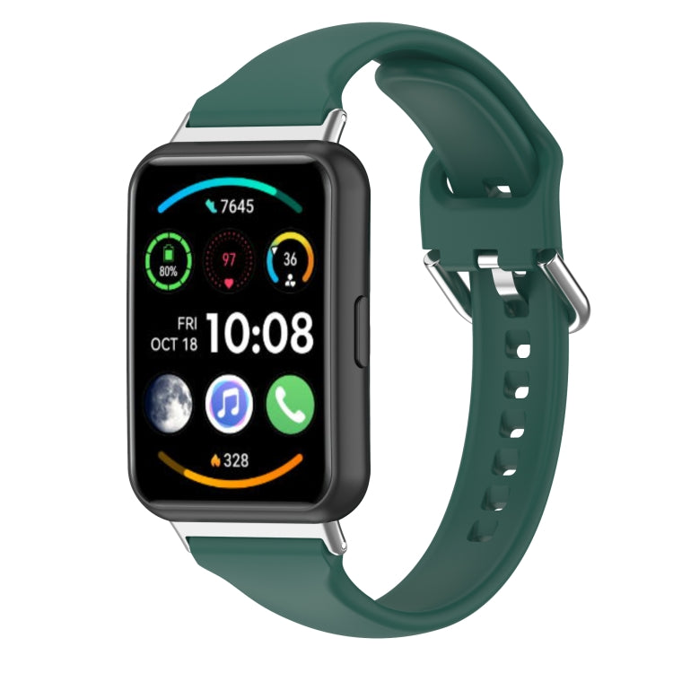 For Huawei Watch Fit 2 Small Waist Silicone Watch Band — Army Green