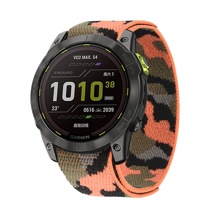 Hook And Loop Fastener Nylon Watch Band — Orange Camouflage