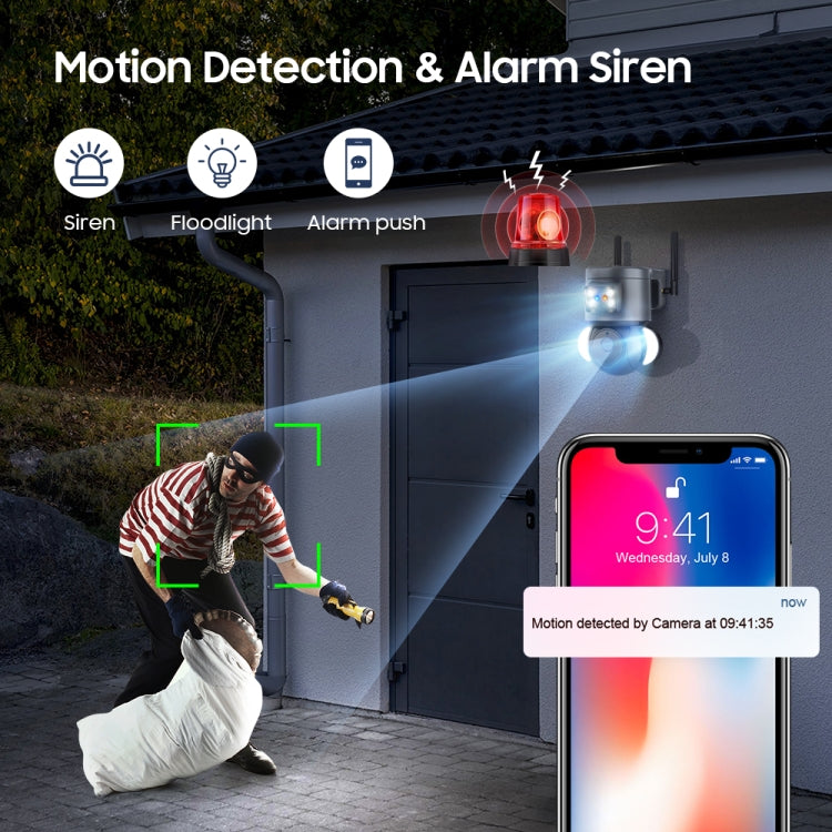4MP 4G Smart Security Floodlight Camera Support Two-way Audio / Night Vision