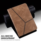 Solid Color Embossed Striped Leather Tablet Case