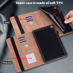 Solid Color Embossed Striped Leather Tablet Case