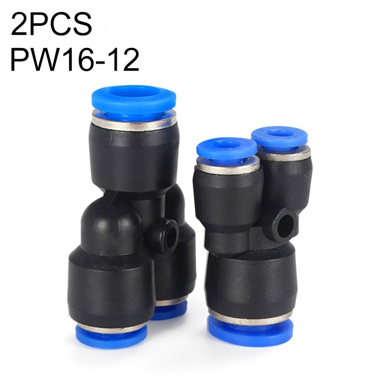 PW16-12 LAIZE 2pcs Plastic Y-type Tee Reducing Pneumatic Quick Fitting Connector — view 14