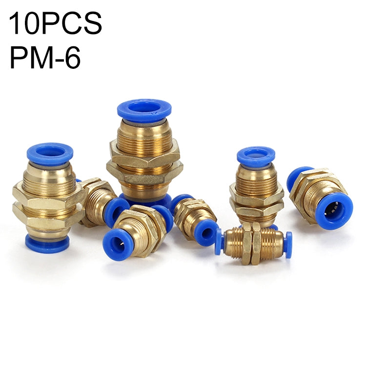 PM-8 LAIZE 2pcsPM Bulkhead Straight Pneumatic Quick Connector — view 7