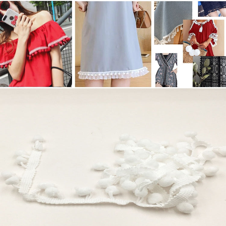 20 Yards Pompom Lace Ribbon Fur Ball Trim For Craft DIY Curtain Home Decorative Clothes Sewing Accessories