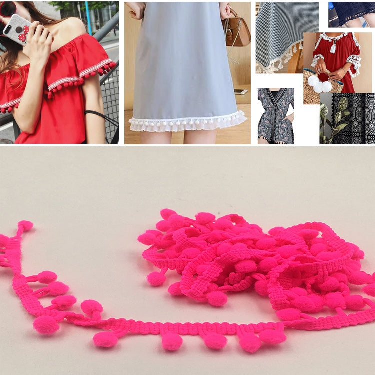20 Yards Pompom Lace Ribbon Fur Ball Trim For Craft DIY Curtain Home Decorative Clothes Sewing Accessories