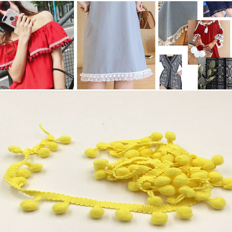 20 Yards Pompom Lace Ribbon Fur Ball Trim For Craft DIY Curtain Home Decorative Clothes Sewing Accessories