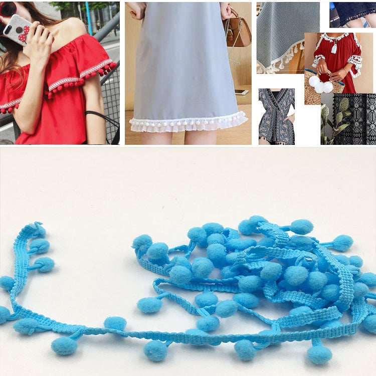 20 Yards Pompom Lace Ribbon Fur Ball Trim For Craft DIY Curtain Home Decorative Clothes Sewing Accessories