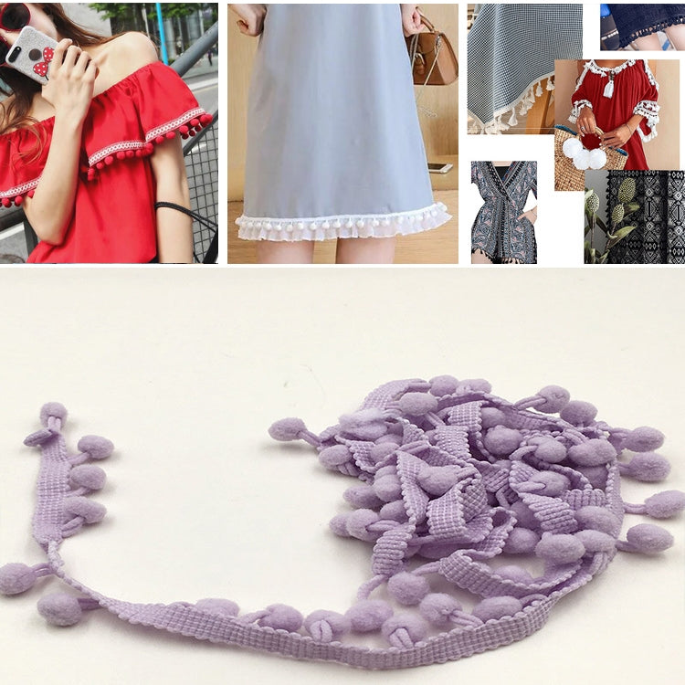 20 Yards Pompom Lace Ribbon Fur Ball Trim For Craft DIY Curtain Home Decorative Clothes Sewing Accessories