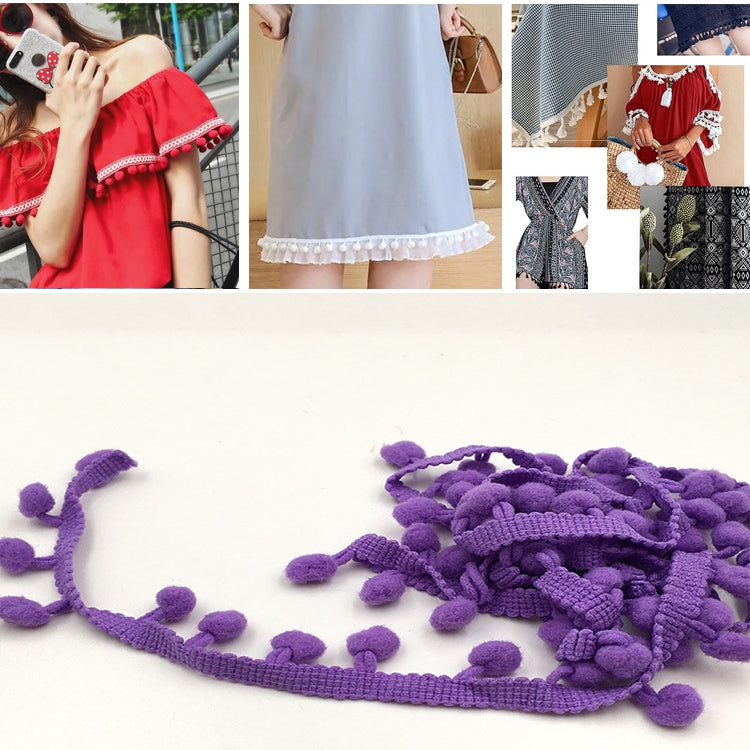 20 Yards Pompom Lace Ribbon Fur Ball Trim For Craft DIY Curtain Home Decorative Clothes Sewing Accessories