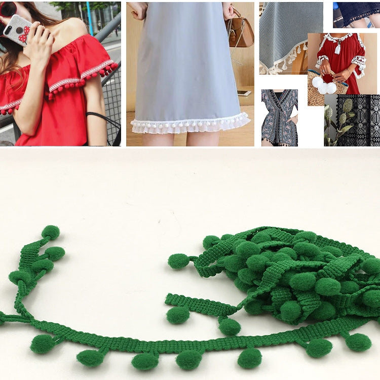 20 Yards Pompom Lace Ribbon Fur Ball Trim For Craft DIY Curtain Home Decorative Clothes Sewing Accessories