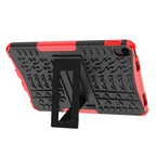 Tire Texture TPU + PC Tablet Case with Holder — Red