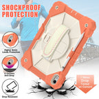 Contrast Color Robot Shockproof Silicon + PC Tablet Protective Case with Crossbody Rope — Matcha Green+Beige