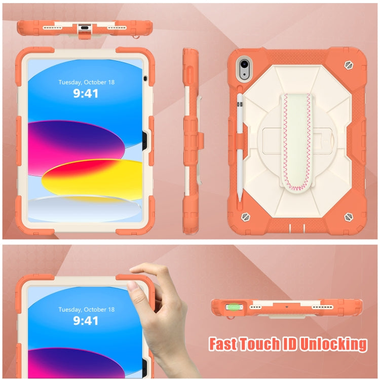 Contrast Color Robot Shockproof Silicon + PC Tablet Protective Case with Crossbody Rope — Rose Gold