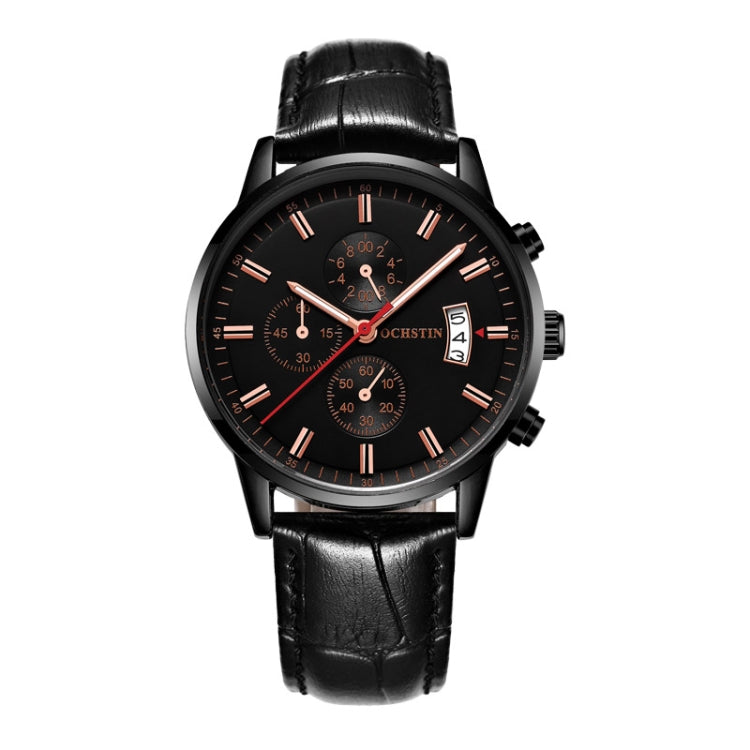 Multifunctional Quartz Waterproof Luminous Men Leather Watch