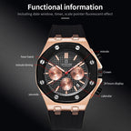 Multifunctional Quartz Waterproof TPU Strap Men Watch — Silver+Blue