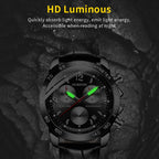 Multifunctional Quartz Waterproof Luminous Men Leather Watch — Silver Blue