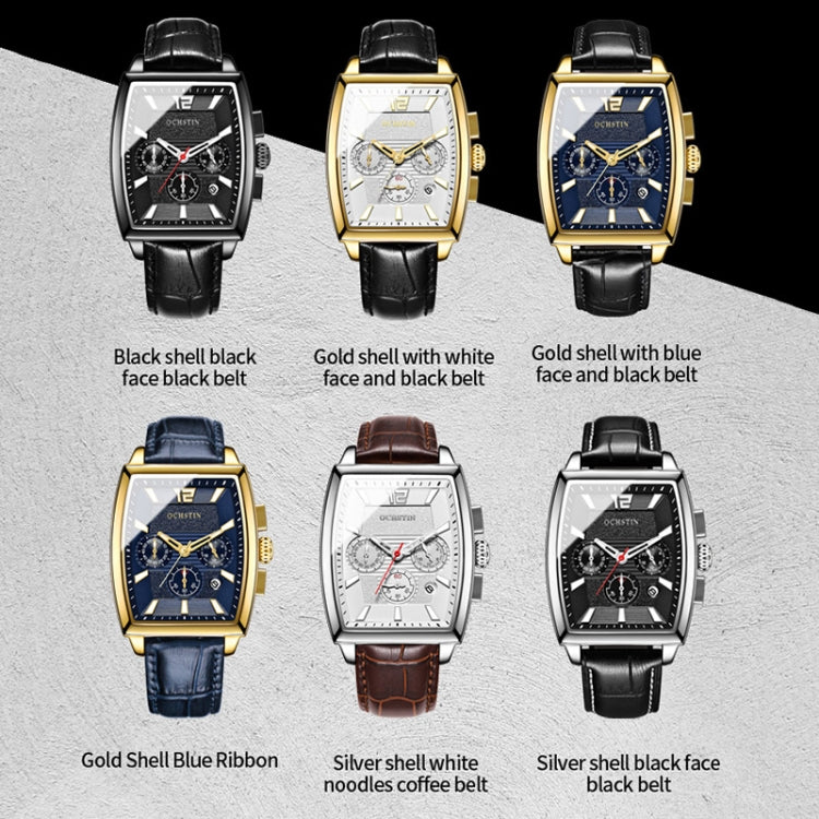 Multifunctional Quartz Waterproof Luminous Men Leather Watch — Silver Coffee