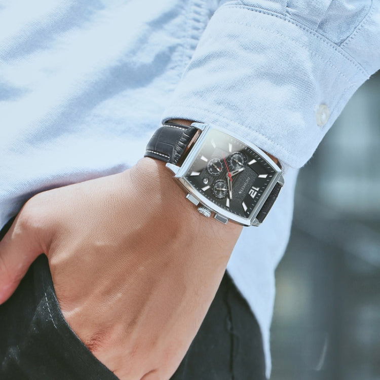 Multifunctional Quartz Waterproof Luminous Men Leather Watch — view 11