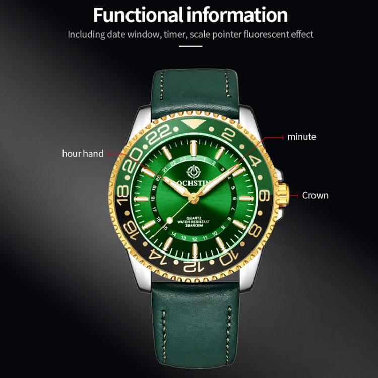 Multifunctional Quartz Waterproof Luminous Men Leather Watch — Black