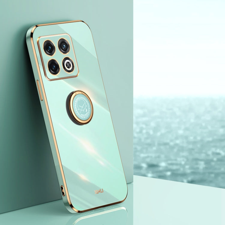 XINLI Straight Edge 6D Electroplate TPU Phone Case with Ring Holder