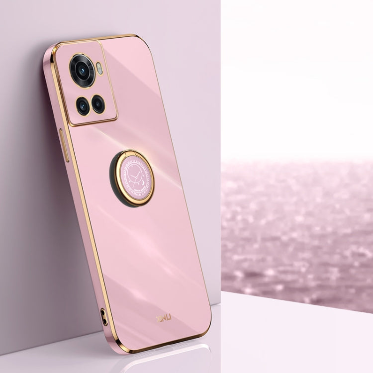 XINLI Straight Edge 6D Electroplate TPU Phone Case with Ring Holder