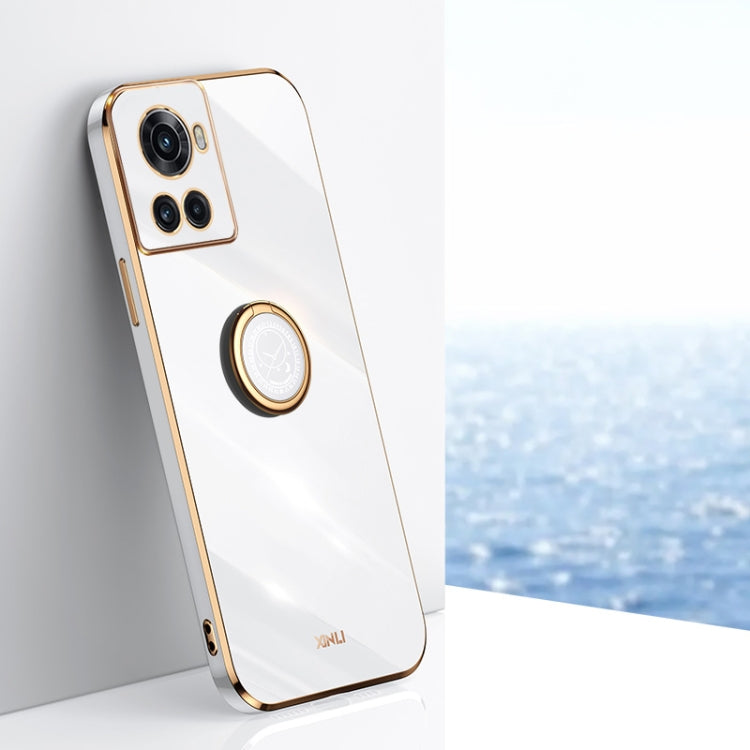 XINLI Straight Edge 6D Electroplate TPU Phone Case with Ring Holder