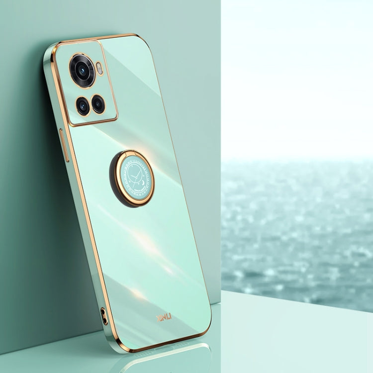 XINLI Straight Edge 6D Electroplate TPU Phone Case with Ring Holder