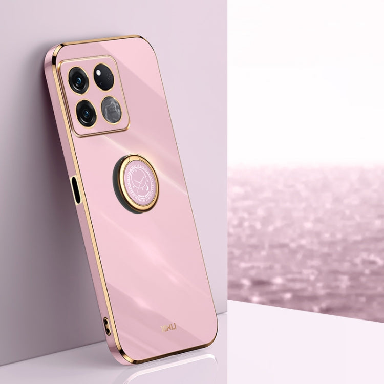 XINLI Straight Edge 6D Electroplate TPU Phone Case with Ring Holder