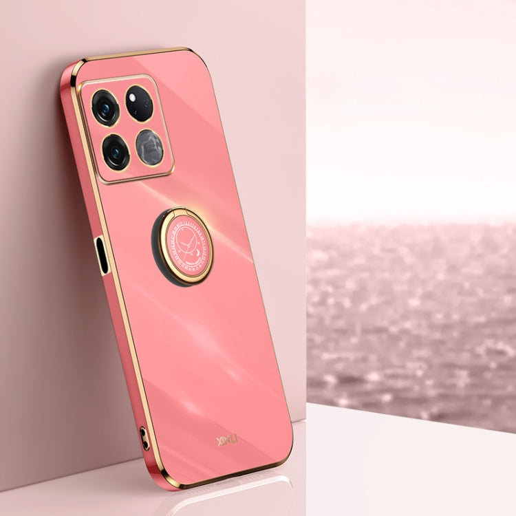 XINLI Straight Edge 6D Electroplate TPU Phone Case with Ring Holder