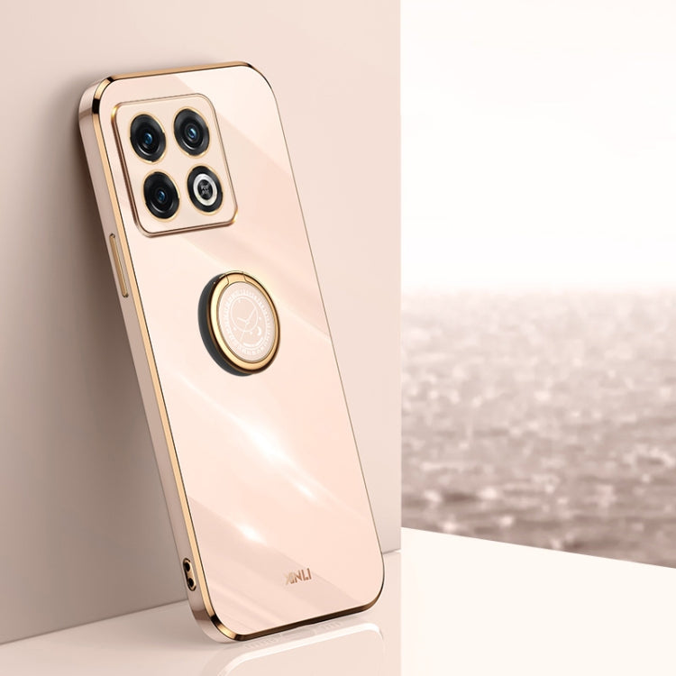 XINLI Straight Edge 6D Electroplate TPU Phone Case with Ring Holder