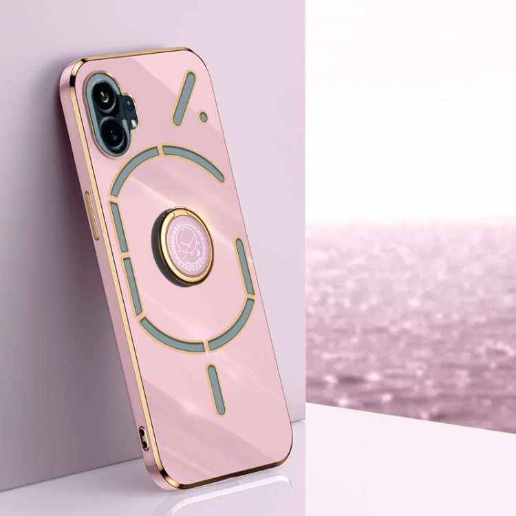 XINLI Straight Edge 6D Electroplate TPU Phone Case with Ring Holder
