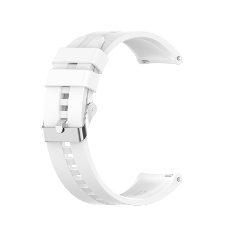 22mm Silicone Silver Buckle Watch Band — White
