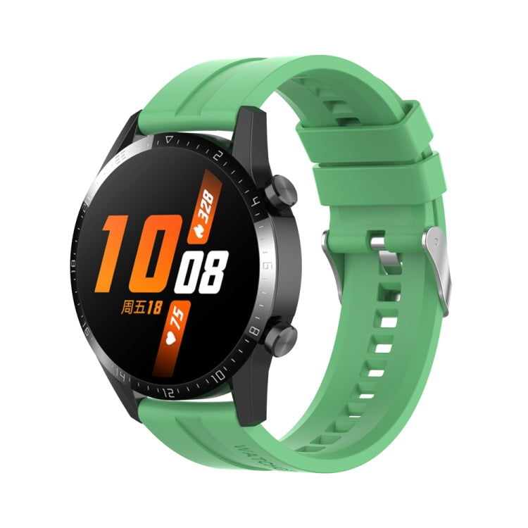 20mm Silicone Silver Buckle Watch Band — Mint Green