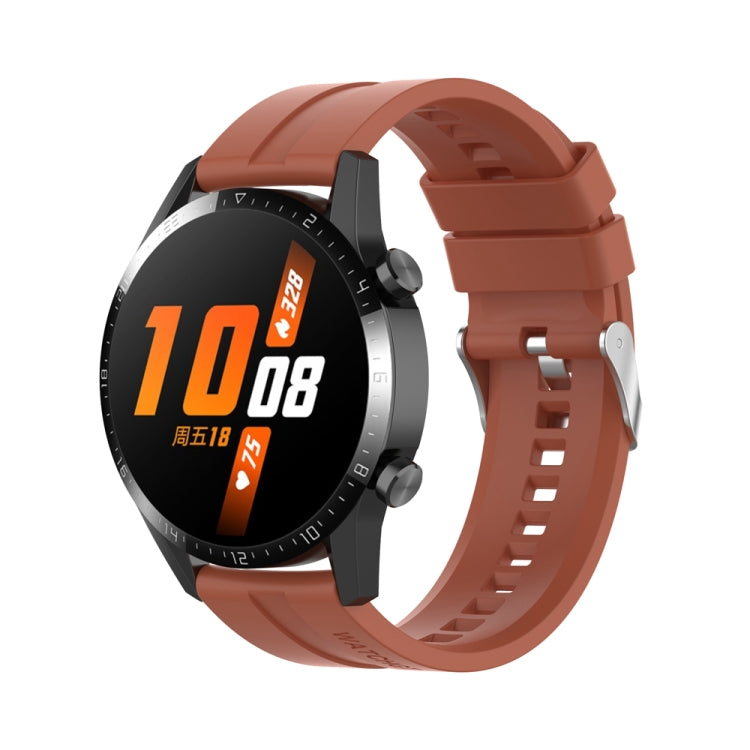 20mm Silicone Silver Buckle Watch Band — Cabernet Orange