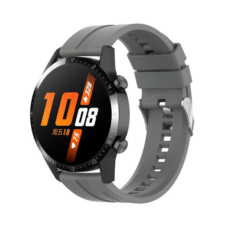20mm Silicone Silver Buckle Watch Band — Grey