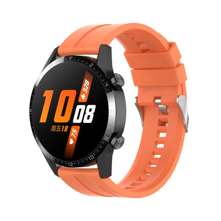 20mm Silicone Silver Buckle Watch Band — Vitality Orange