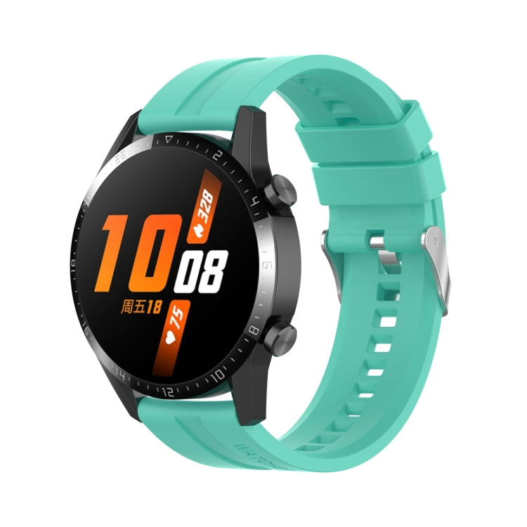 20mm Silicone Silver Buckle Watch Band — Aurora Blue