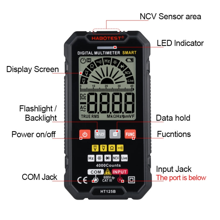 HABOTEST HT125B Digital High Precision Mini Universal Meter